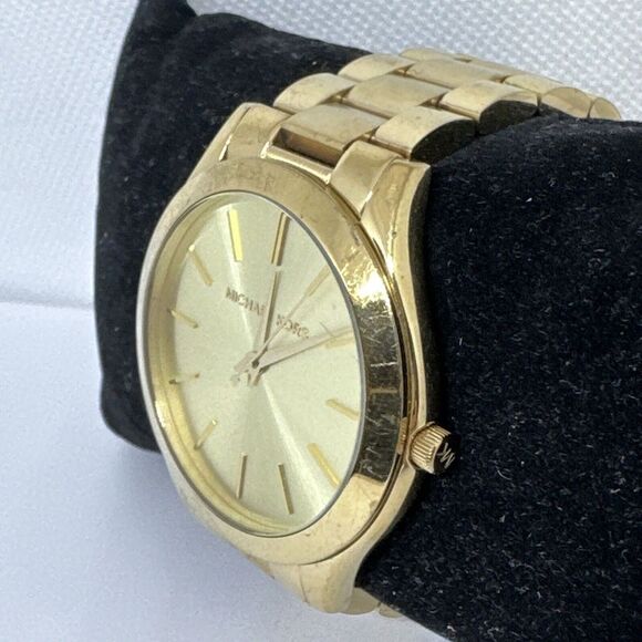 Michael Kors Slim Runway MK3179 Women\'s Gold Tone Analog Dial Wrist Watch NUL29 main image 4